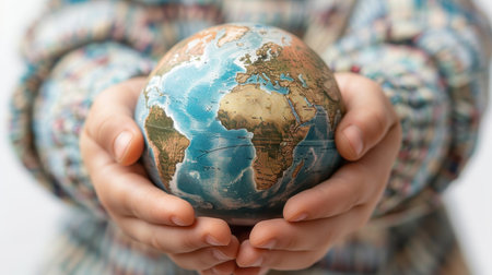 Planet earth is in your hands. Celebrate Environment and Earth Day. Save the Earth.の素材