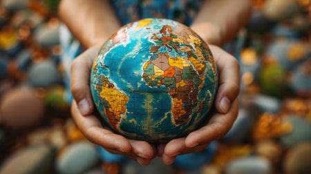 Planet earth is in your hands. Celebrate Environment and Earth Day. Save the Earth.の素材