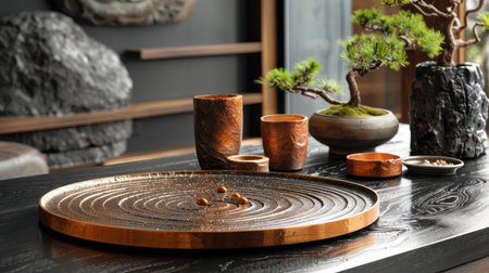 Modern stylish dining room with slab wood table. Beautiful interior with a table made of wood.の素材