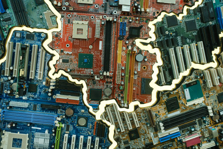 Motherboard and microcircuit for electronic equipment and computers.の写真素材