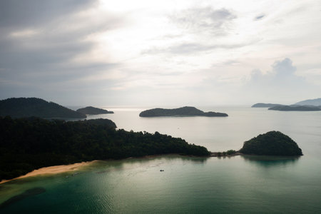 Aerial view of Kilim Geopark on Langkawi Island in Malaysia. Islands in the South China Sea near Langkawi islandの写真素材