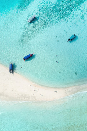 Top view of the sand spit near the island of Redang Terengganu. Malaysiaの写真素材