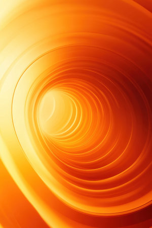 Swirling circles of warm orange shades create an engaging abstract visual that captures attention. The dynamic patterns draw the viewer into a rich and vibrant experience of colors.の素材