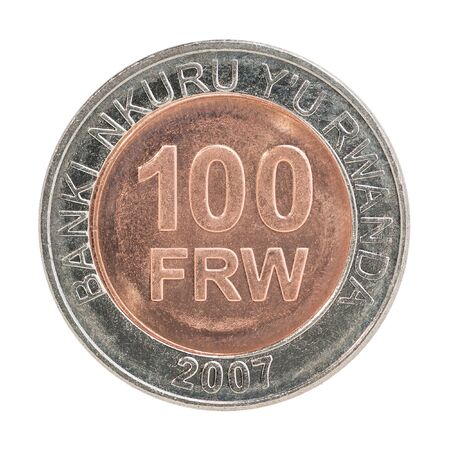 100 Rwanda francs isolated on white background