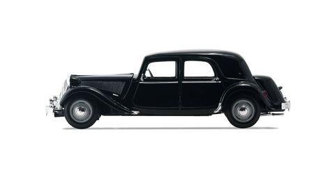ALMATY, KAZAKHSTAN - FEBRUARY 23, 2014: Black vintage retro car isolated on white backgroundのeditorial素材