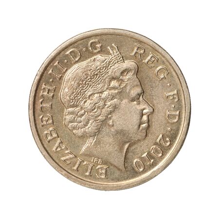 New Pound coin on a white background closeup