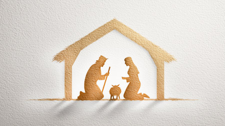 Golden illustration of the Magi with gifts on textured paper, symbolic of the Epiphany, Christmas and biblical history.の素材