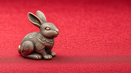 Close-up of decorative Chinese zodiac animal figurine with soft background blur and warm bokeh, Chinese New Year tradition.の素材