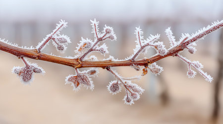 Winter vineyard landscape associated with Trifon Zarezan, the traditional winegrowers' celebration on February 14, symbolizing viticulture, wine tradition and seasonal agriculture.の素材