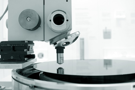 Scientific microscope in a laboratory with a single monocular objective conceptual of scientific or medical researchの写真素材