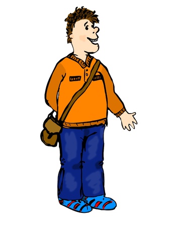 picture of man with a bag on his shoulderの写真素材