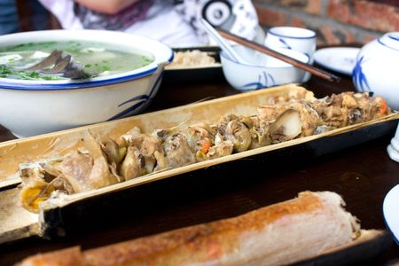 Bamboo chickenの写真素材