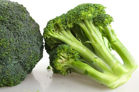 Fresh broccoli on the white backgroundの写真素材