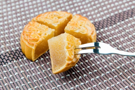 Cut the moon cakeの写真素材