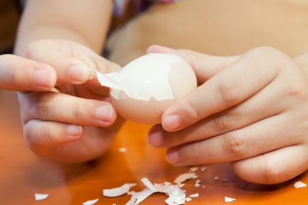 Peel the shell cooked eggsの写真素材