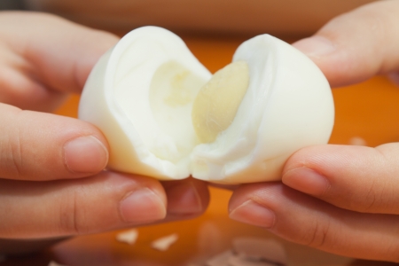 Peel the shell cooked eggsの写真素材