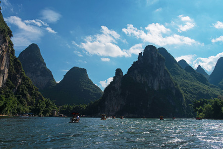 Boats in the riverの写真素材