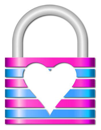Abstract striped padlock with heartの写真素材