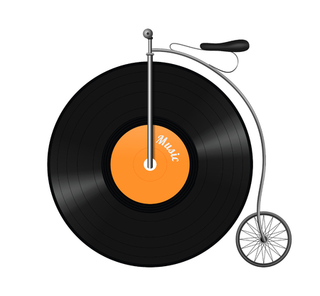 Retro vinyl record bicycle の写真素材