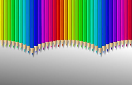 Colored pencils on white paper, color spectrumの写真素材