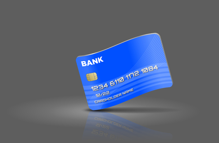 Wavy blue credit card over grey backgroundの写真素材