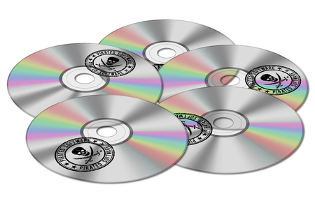 Cd with pirated software, stamp with a skullの写真素材