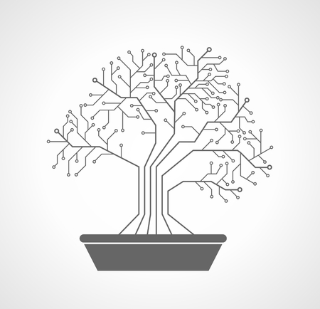 Printed circuit like bonsaiの写真素材