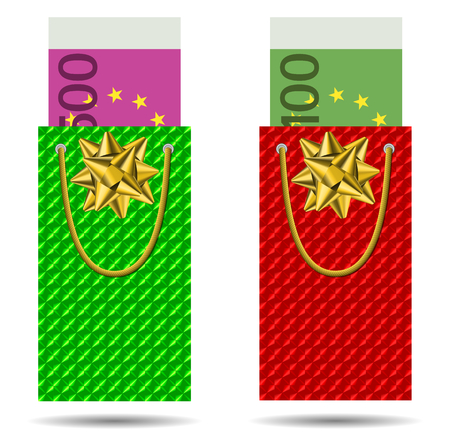 Reflective gift bag with banknoteの写真素材
