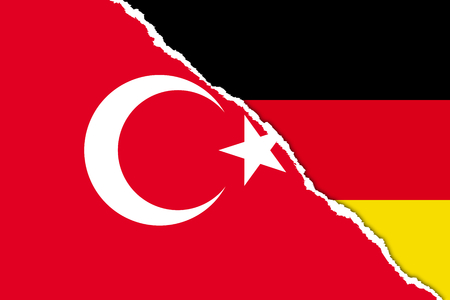 Torn flag, Germany and Turkeyの写真素材