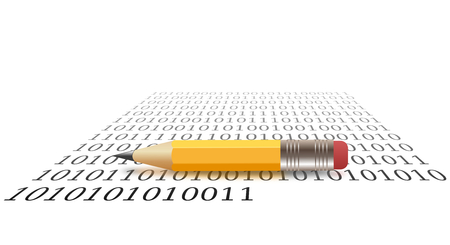 Wooden pencil, concept of electronic signatureの写真素材