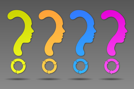 Question mark symbol silhouette of a girl, profile updatesの写真素材