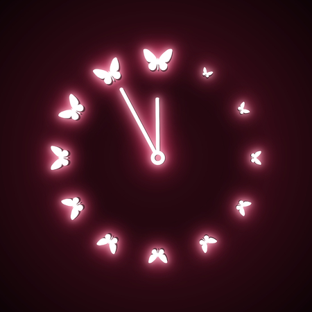 Five minutes to twelve, neon fluorescent lampの写真素材