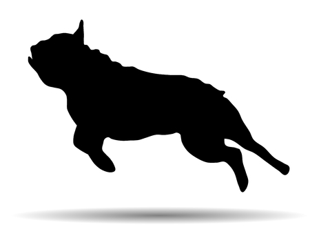 Silhouette of a French bulldog, jumpのイラスト素材