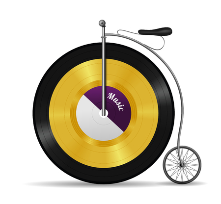 Retro vinyl record bicycleの写真素材