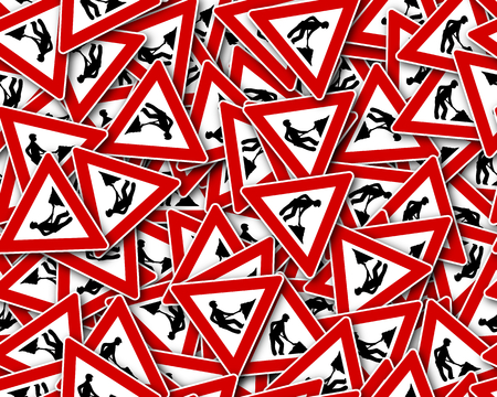 Seamless pattern, road sign maintenanceの写真素材