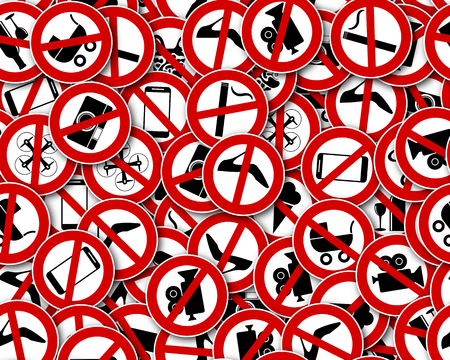 Seamless pattern, prohibition signの写真素材