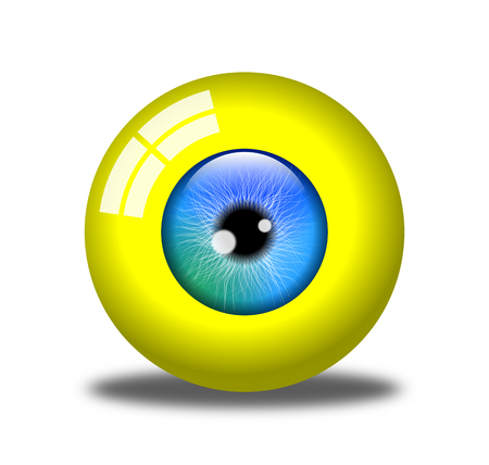 Jaundice, realistic yellow eye, illustration on a white backgroundの写真素材