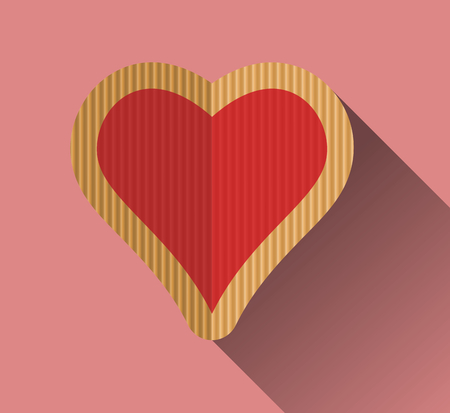 Red heart, corrugated cardboard, valentine dayの写真素材