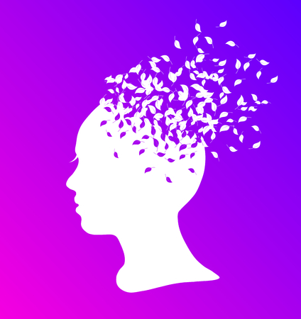 Silhouette of a girl with leaves, concept autumnのイラスト素材