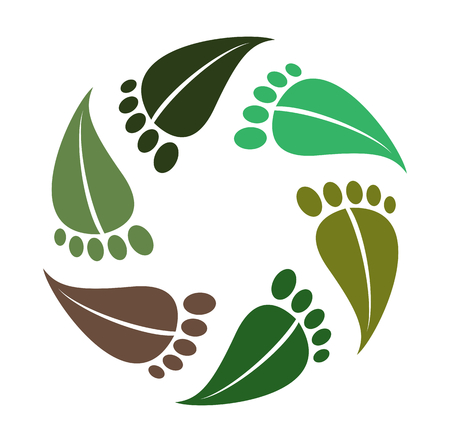 Symbol barefoot, leaves as footprint, logoのイラスト素材