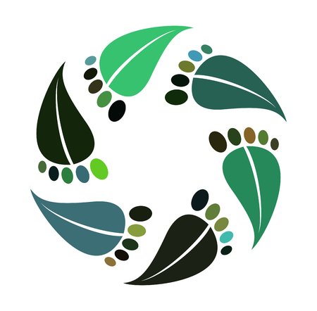Symbol barefoot, leaves as footprint, logoのイラスト素材
