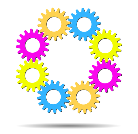 Colorful abstract gears, concept ideaのイラスト素材