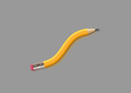 Bent yellow pencil over gray paper, optical illusionの写真素材