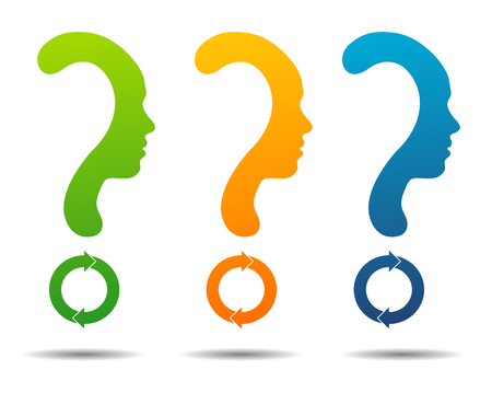 Question mark symbol silhouette of a girl, profile updatesの写真素材