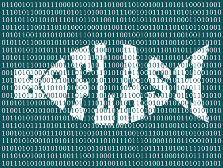 USB flash drive, abstract fish and binar codeのイラスト素材