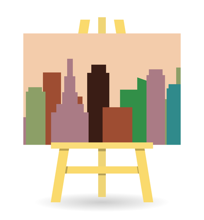 Abstract drawing New York City, wooden easelのイラスト素材