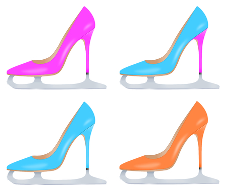 Colorful women's shoes as skates, setの写真素材
