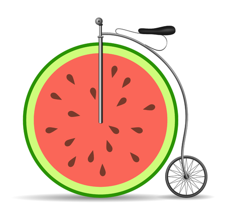 Retro melon bicycle, abstract illustrationの写真素材
