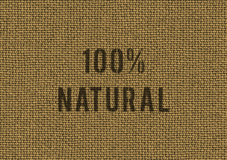 Brown realistic fabric, text 100 percent naturalの写真素材