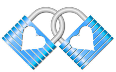 Padlocks with man heart over white backgroundの写真素材